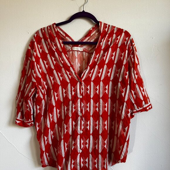 None Tops - *Rare* Lightweight Cotton Women's Blouse (Red, M)